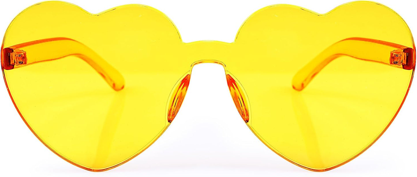 Yellow | B07BLSH2W1 | FEISEDY Thick Heart Sunglasses Rimless Heart Shaped Sun Glasses Women Fashion Love Glasses B2419