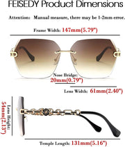 ÉÌƷͼƬ 8 | B083VRLS2Q | FEISEDY Classic Rimless Sunglasses Women Metal Frame Diamond Cutting Lens Sun Glasses B2567