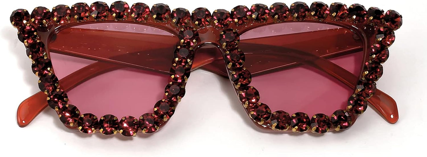 商品图片 15 | B09V7X56D4 | FEISEDY Women Crystal Square Cat Eye Sunglasses Sparkling Trendy Retro Cateye Sunglasses B2898
