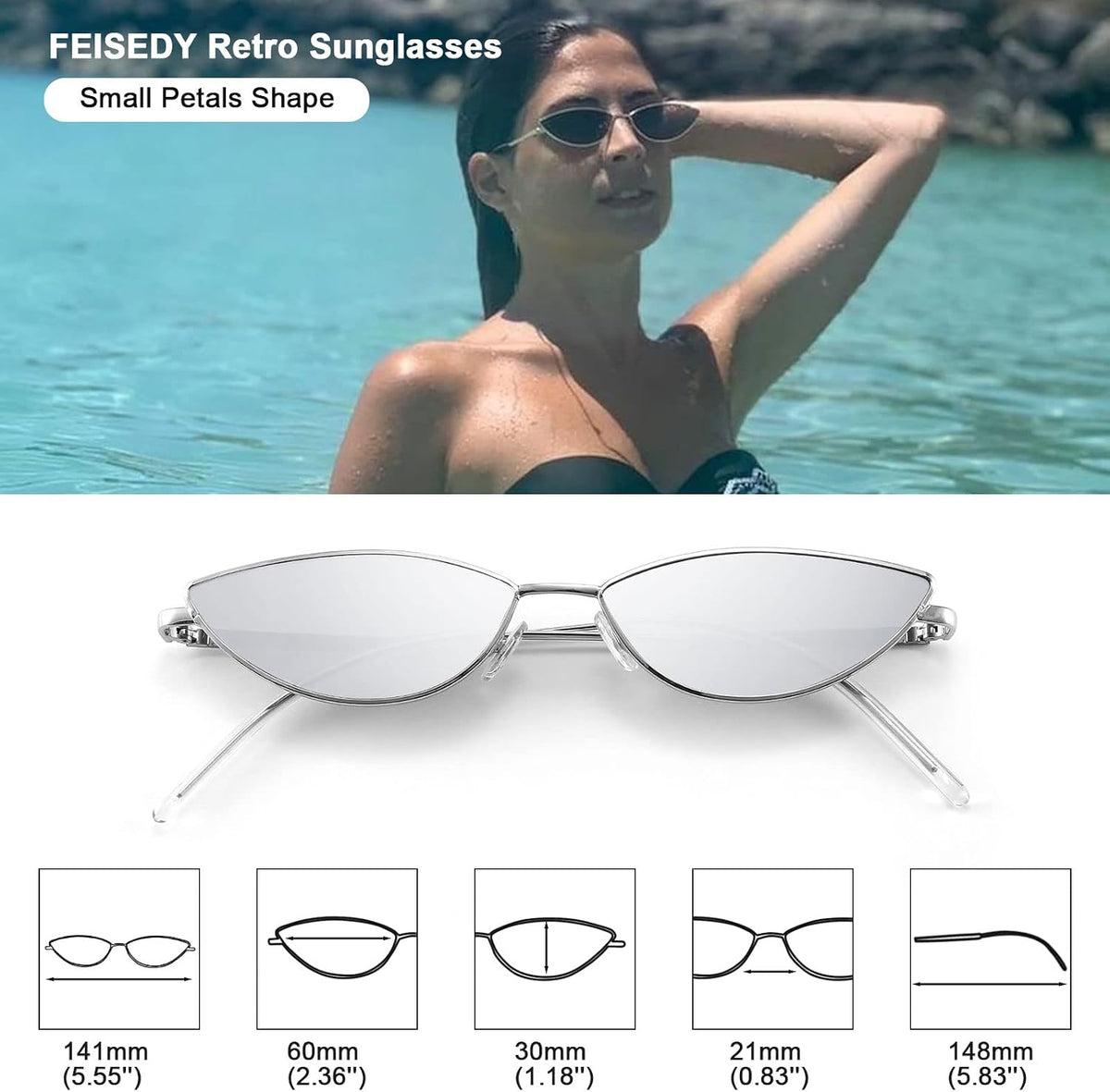 ÉÌƷͼƬ 25 | B0CNZ29R9R | FEISEDY Y2K Sunglasses for women Men Fashion Cateye Designer B2298