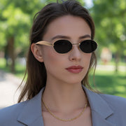 ÉÌƷͼƬ 56 | B0FH4FH8VH | FEISEDY Retro Oval Sunglasses Women Men - Gold Metal Chunky Frame, UV400 for Driving & Daily Wear B0312