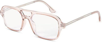 Champagne / 2.0 x | B0C65B6N1J | FEISEDY Retro Square Blue Light Blocking Reading Glasses for Women Men 70s Flat Aviator Glasses Anti-Fatigue Reader B2993