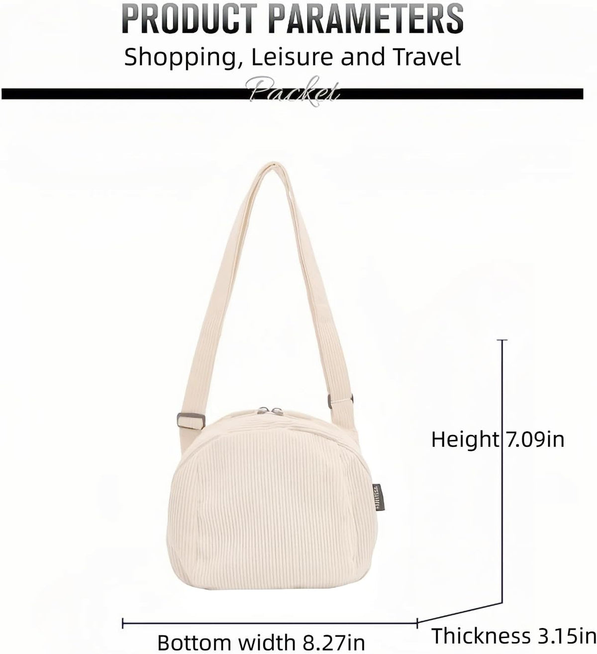 商品图片 8 | B0FWX4WZW7 | Corduroy Crossbody Bag, Small Canvas Purse with Adjustable Strap, Round Retro Shoulder Bag, Casual Daily Outfit Accessory