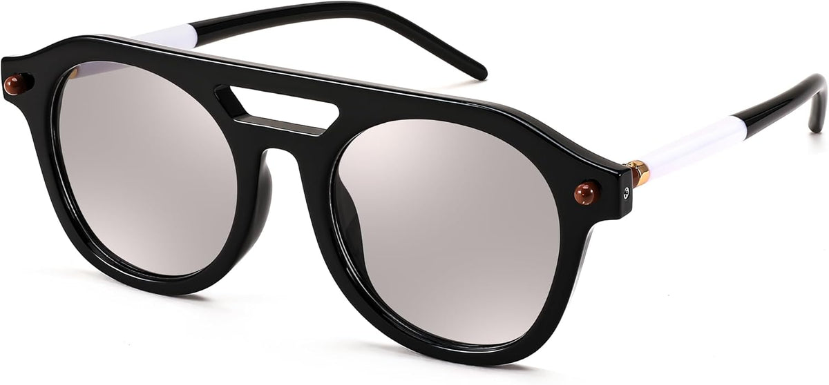 005 - Black White / 50 Millimeters | B0CHB9WCFQ | FEISEDY Retro Square Aviator Sunglasses Womens Mens Trendy 70s Vintage Stylish Frame UV400 Sun Glasses B0051