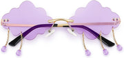 ÉÌƷͼƬ 34 | B09K7C4FB7 | FEISEDY Retro Dripping Cloud Shaped Tassel Sunglasses Rimless Women Funny Party Disco Eyewear B2834