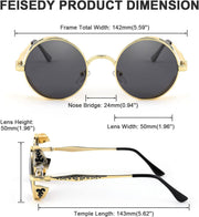 ÉÌƷͼƬ 12 | B0CHLX78KB | FEISEDY Retro Steampunk Sunglasses for Men Women, Round Metal Frame Gothic Vintage Style B2820