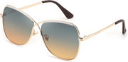 Golden Frame & Green Orange Lens / 58 Millimeters | B0D95Z2DR1 | FEISEDY Womens Cute Sunglasses Oversized Butterfly X Shape Design Cateye Lady Sunglasses B2738