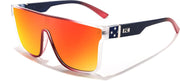 Transparent Red Frame & Red Mirror Lens / 62 Millimeters | B0BTK4CS5L | FEISEDY Sunglasses for Women Men, Fashion Mirrored Single Lens Shades
