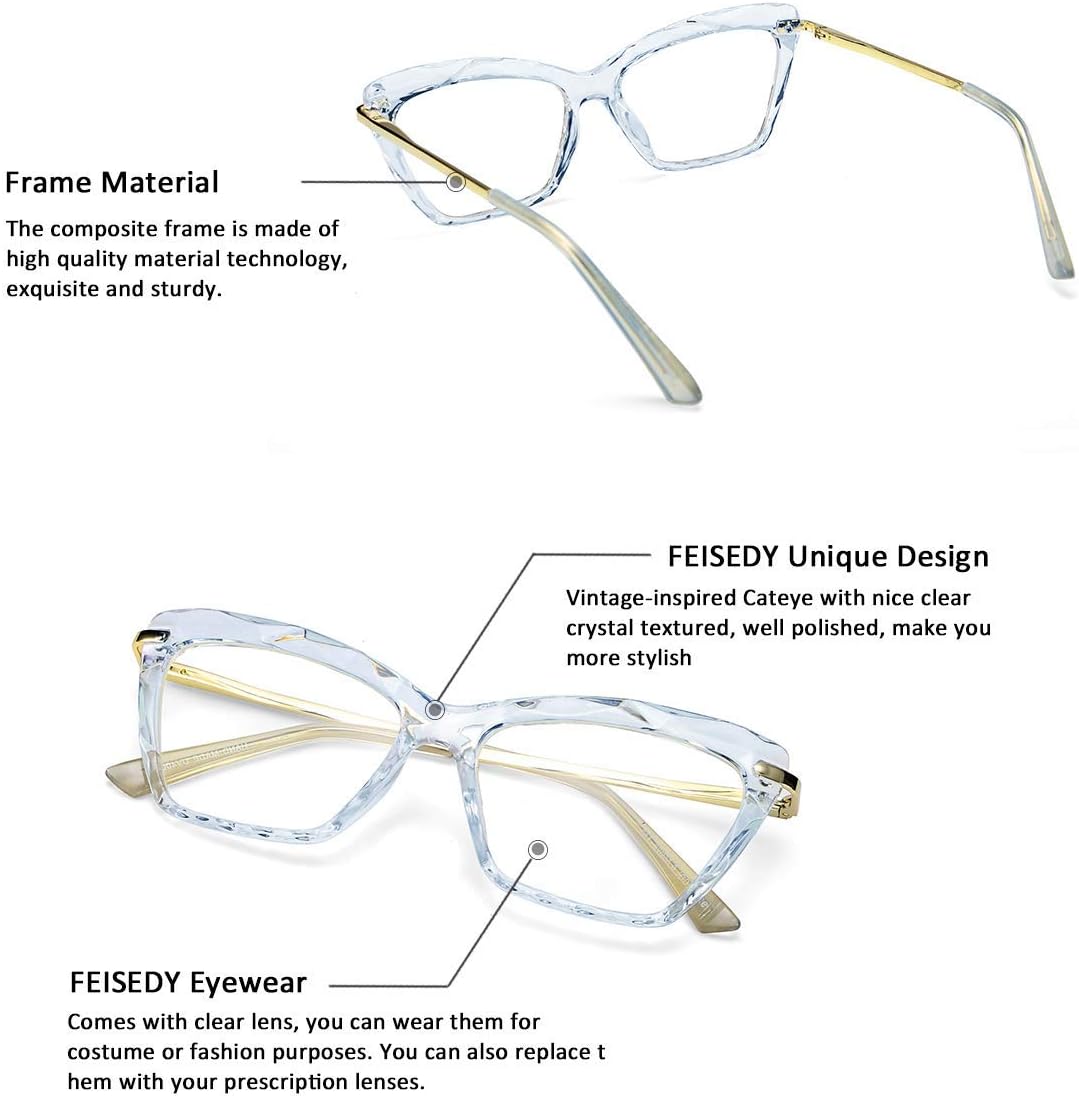 商品图片 16 | B07FR6SSY6 | FEISEDY Cat Eye Glasses Frame Clear Lenses Lightweight Eyewear for Women B2440