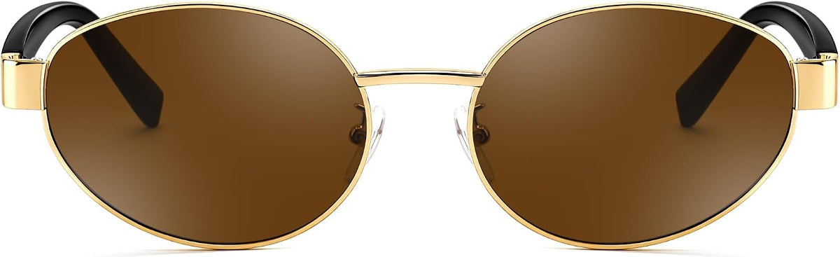ÉÌƷͼƬ 15 | B0GK19LPFF | FEISEDY Retro Oval Metal Y2K Sunglasses for Women Men Small Frame B0402
