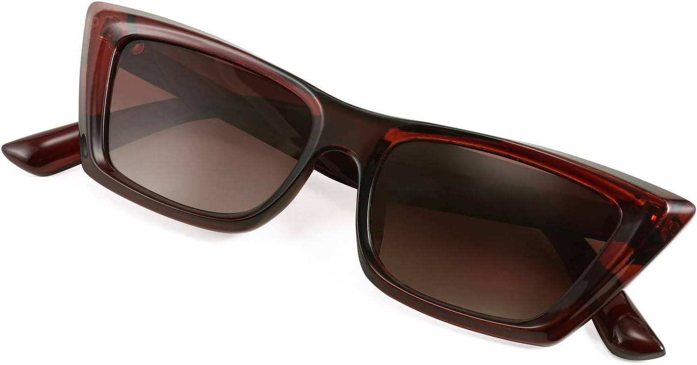 001 Jelly Dark Brown / 51 Millimeters | B08TM3J1R9 | FEISEDY Small Cateye Square Polarized Sunglasses Women Classic Thick Rectangle Frame UV400 Sun Glasses B2736