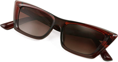 001 Jelly Dark Brown / 51 Millimeters | B08TM3J1R9 | FEISEDY Small Cateye Square Polarized Sunglasses Women Classic Thick Rectangle Frame UV400 Sun Glasses B2736