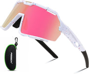 White Frame Pink Mirrored Lens | B0F32FNYHW | FEISEDY Polarized Kids Sunglasses Youth Sports Cycling Shades,UV400 Protection For Teens Baseball Tennis Sunglasses B0092
