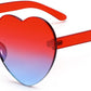 Red/Blue | B0BMQ3WSMG | FEISEDY Thick Heart Sunglasses Rimless Heart Shaped Sun Glasses Women Fashion Love Glasses B2419