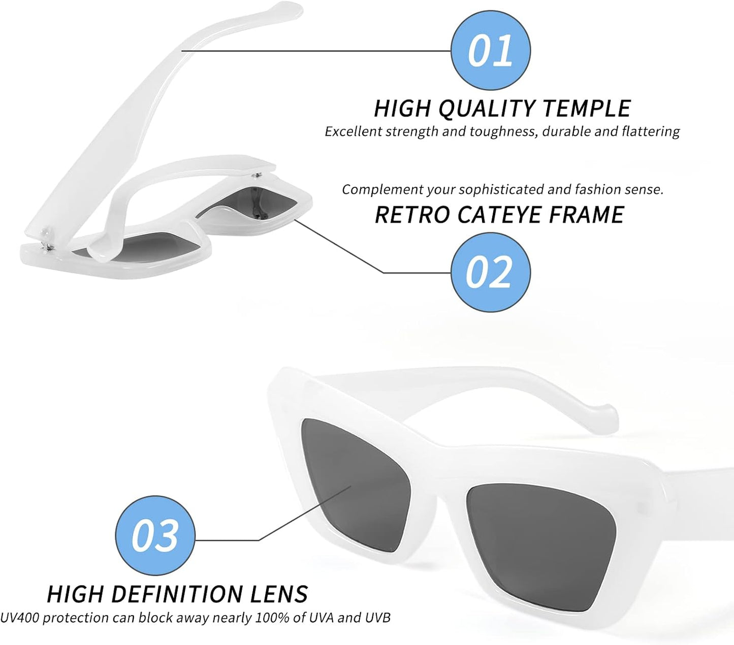 商品图片 21 | B09TFBWQ5G | FEISEDY Retro Square Cat Eye Sunglasses Jelly Colored Women Men 90s B2902