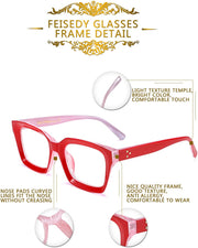 ÉÌƷͼƬ 31 | B082SGFPVF | FEISEDY Glasses Frame Womens, Square Thick Eyeglasses Frame, Classic Eyewear for Men B2461