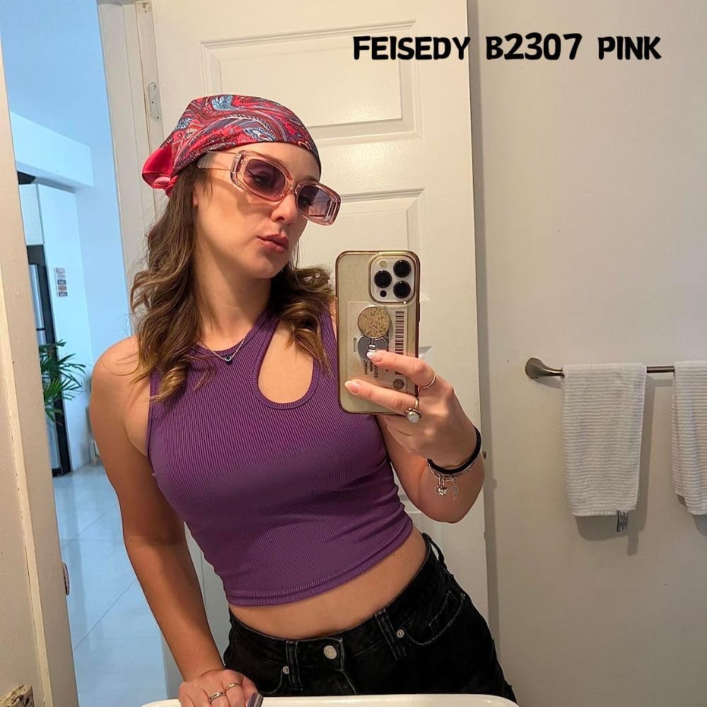 商品图片 39 | B0B12FXZW5 | FEISEDY Rectangle Sunglasses for Women Men Retro Y2k 90s Thick Frame Chunky Square Sunglasses UV400 Protection B2307
