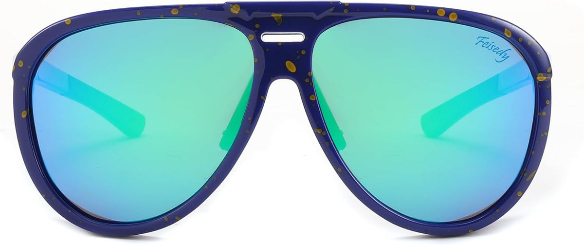 ÉÌƷͼƬ 15 | B0CT5M1L9R | FEISEDY Polarized Aviator Sunglasses Men Women Oversized Round Steampunk Sunglasses Side Shield Goggles B0095