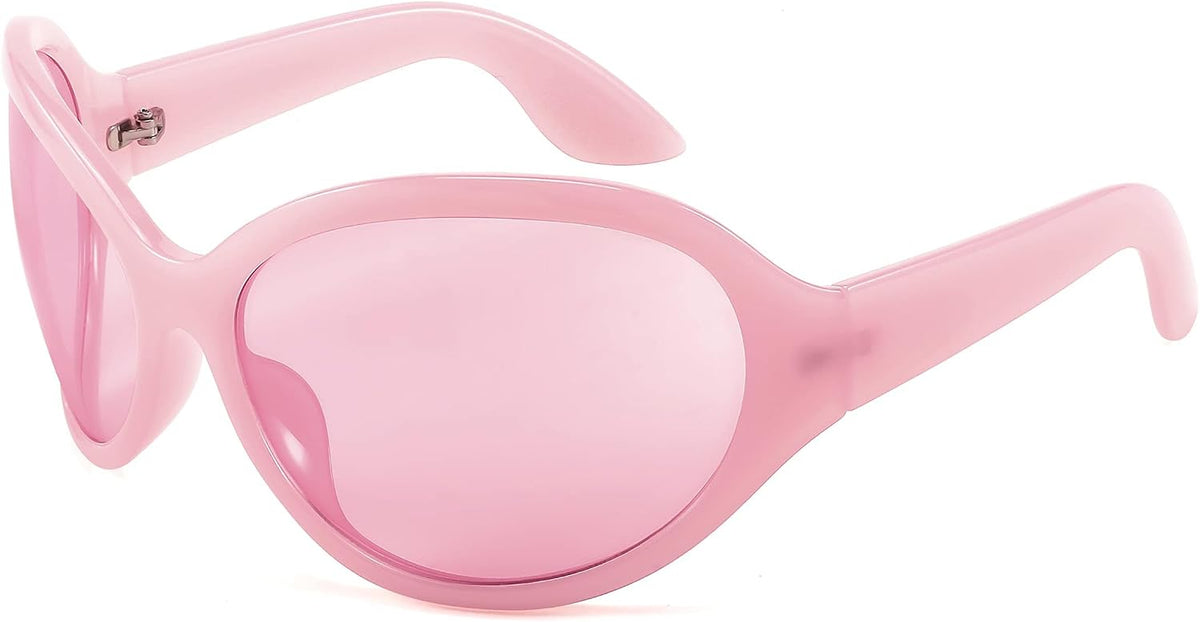 Pink Frame Pink Lens / 72 Millimeters | B0BYX74ZR3 | FEISEDY Bug Eye Y2K Oversized Sunglasses Women Men Oval Frame B2391