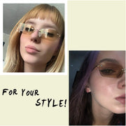 ÉÌƷͼƬ 12 | B0CY2Q4VW1 | FEISEDY Rimless Sunglasses Y2K Retro Small Narrow Rectangle Shades B2643