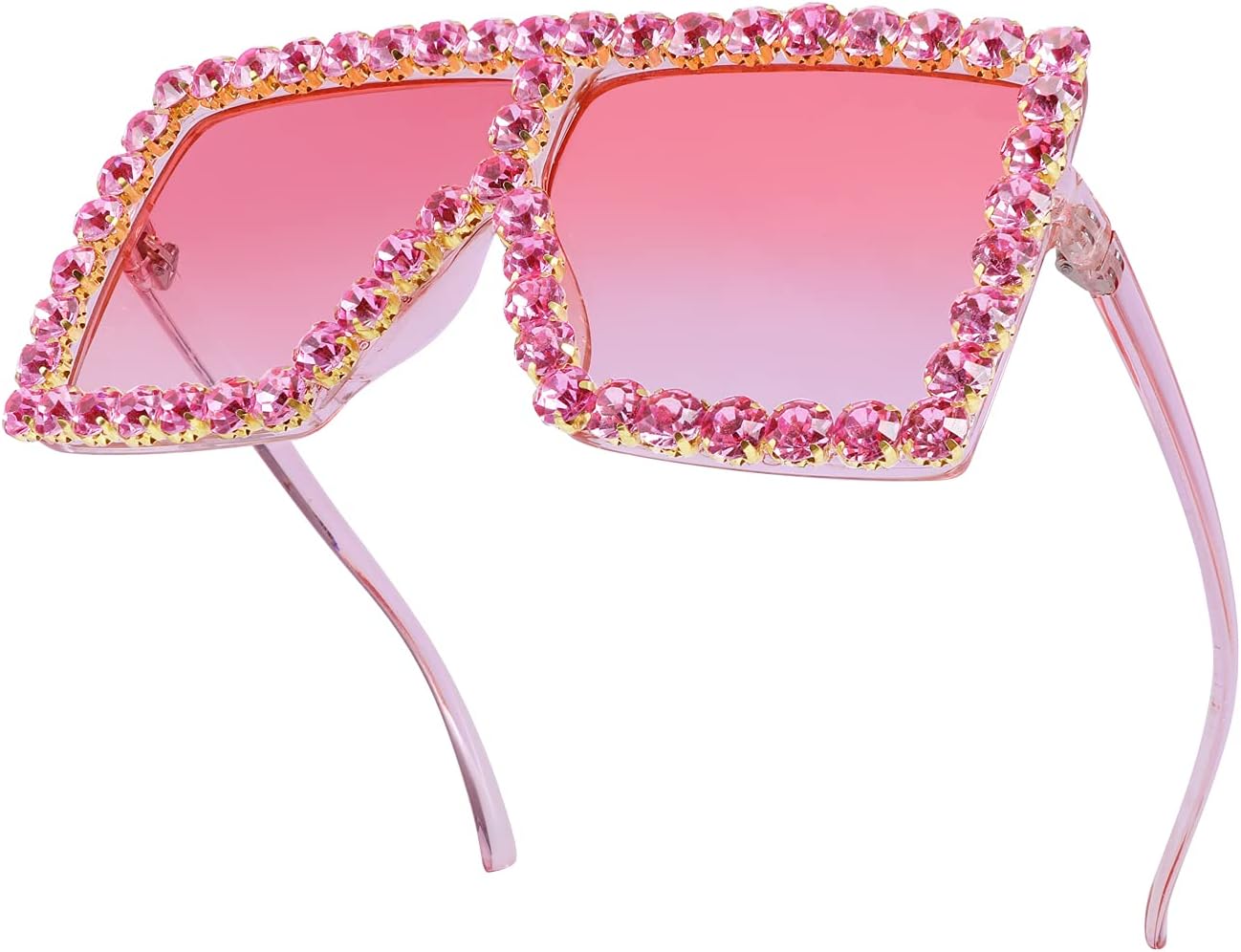商品图片 30 | B096YZPRF2 | FEISEDY Oversized Sparkling Crystal Sunglasses Disco Diamond Flat Top Fashion Square Large Shades B2782
