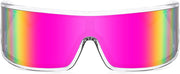 ÉÌƷͼƬ 2 | B0D3PKKSD9 | FEISEDY Trendy Futuristic Wrap Sunglasses Flat Top Mirrored One Piece Lens Reflective Sun Glasses for Women Men B0161