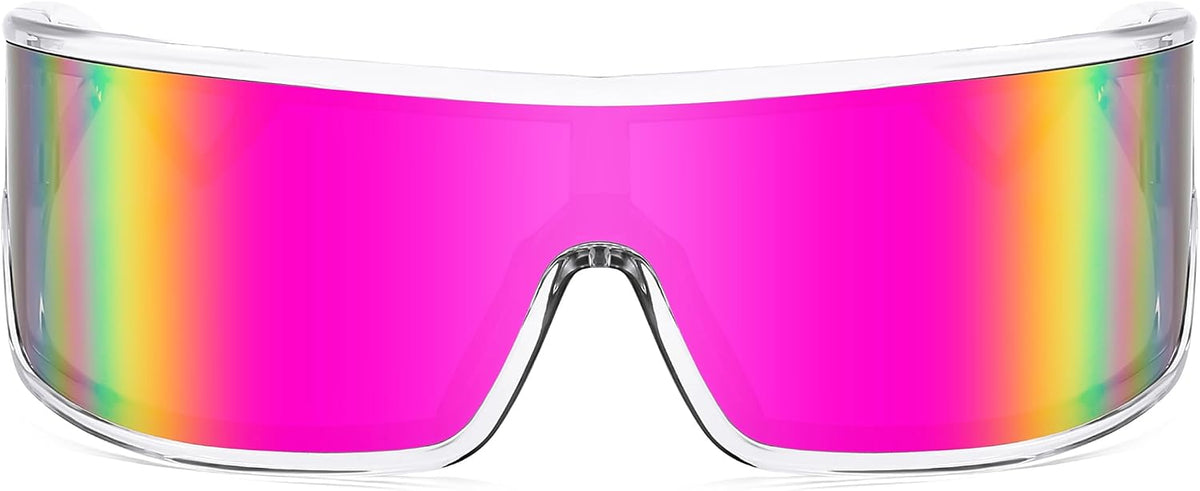 ÉÌƷͼƬ 2 | B0D3PKKSD9 | FEISEDY Trendy Futuristic Wrap Sunglasses Flat Top Mirrored One Piece Lens Reflective Sun Glasses for Women Men B0161