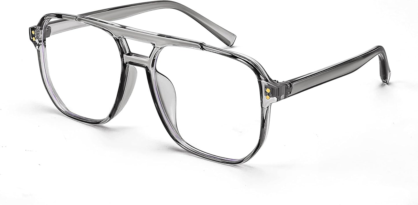 Transparent Grey Frame / 54 Millimeters | B09MRS82Z2 | FEISEDY Blue Light Glasses for Women Men Oversized Pilot Lightweight B2866