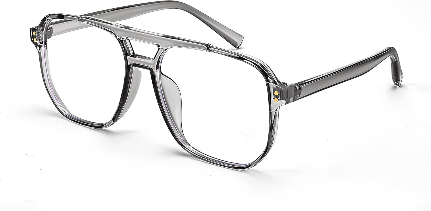 Transparent Grey Frame / 54 Millimeters | B09MRS82Z2 | FEISEDY Blue Light Glasses for Women Men Oversized Pilot Lightweight B2866