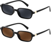 2 Pack Black+brown / 53 Millimeters | B0DX16Q1VT | FEISEDY Retro Rectangular Sunglasses for Women Men 90s Small Vintage Fashion Square Sunnies B0282