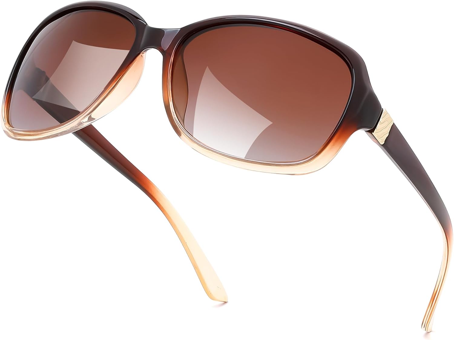 Gradual Brown Frame & Gradual Brown Lens / 58 Millimeters | B0GXVK5SP9 | FEISEDY Polarized Sunglasses for Women Classic Vintage UV400 Shade | Trendy Square Wraparound Ladies Sun Glasses B0309