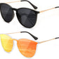 Z2pack Black-grey + Transparent-red Revo / 58 Millimeters | B0DYVBHLQG | FEISEDY Sunglasses for Women Men Retro Round Cateye Designer Cute Mirrored UV Protection Lens B0210