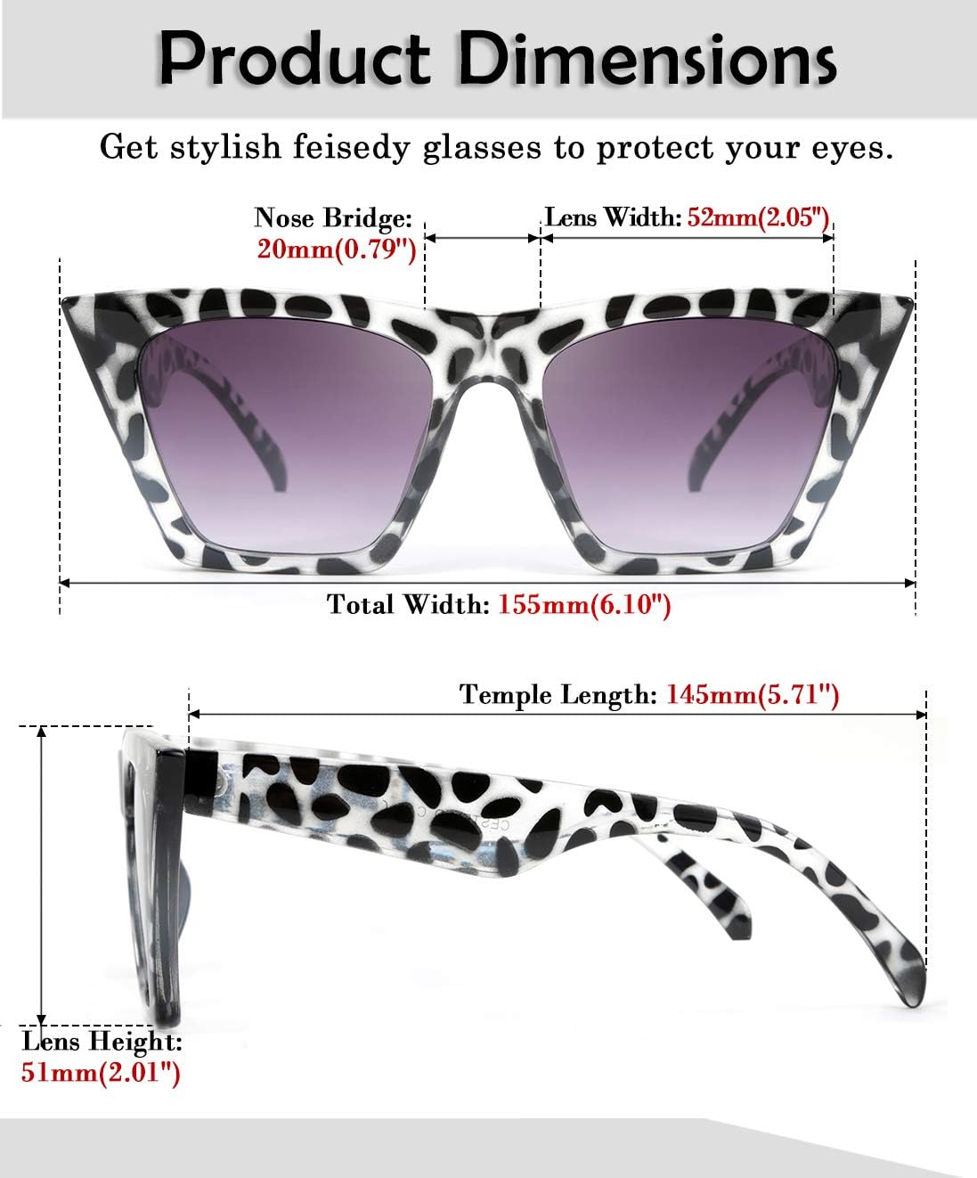 商品图片 65 | B0C5378735 | FEISEDY Vintage Square Cat Eye Sunglasses Women Trendy Cateye Sunglasses B2473