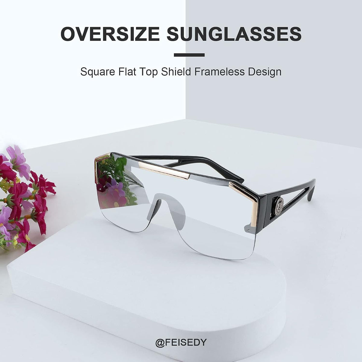 ÉÌƷͼƬ 45 | B09L4V27YS | FEISEDY Square Oversized Sunglasses for Men Women Flat Top B2765