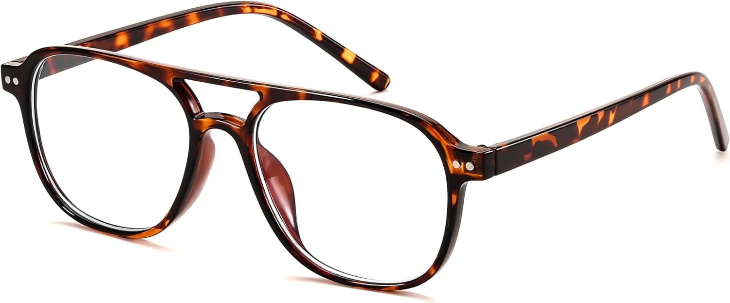 Tortoise / 50 Millimeters | B0CY1ZFG7R | FEISEDY Blue Light Blocking Glasses Women Men Square Computer Lightweight Pilot Glasses Anti Eyestrain & UV Glare B0141