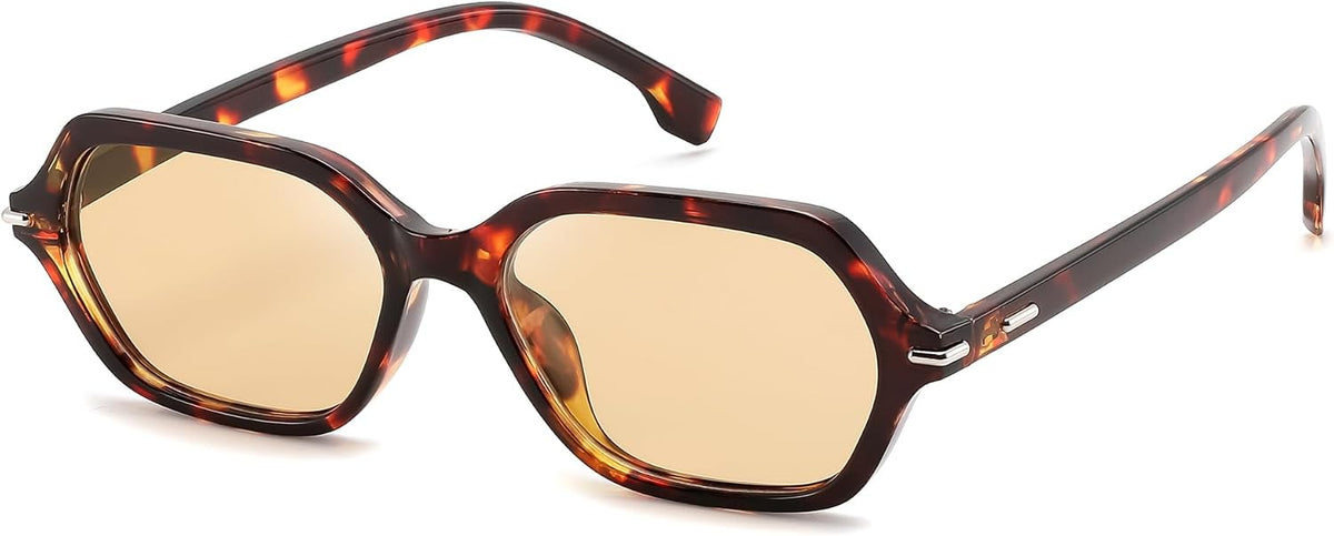 Tortoise Frame Tea Lens / 53 Millimeters | B0HJYM5LNR | FEISEDY Classic Square Sunglasses for Women Men, Retro Trendy Shades B0493