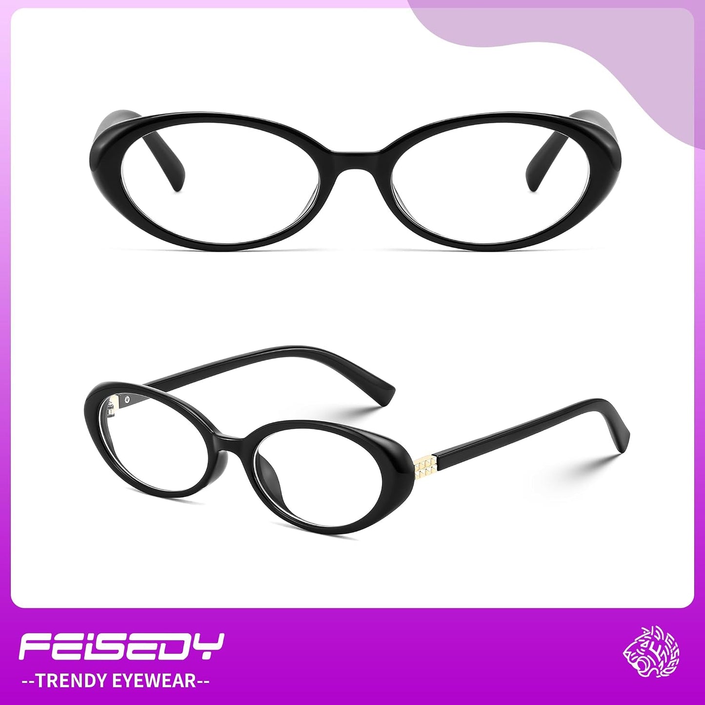 商品图片 24 | B0F6MW26L2 | FEISEDY Oval Blue Light Glasses for Woman Vintage Small Face Lightweight Eyeglasses Retro Nerd Y2K Frame B0290