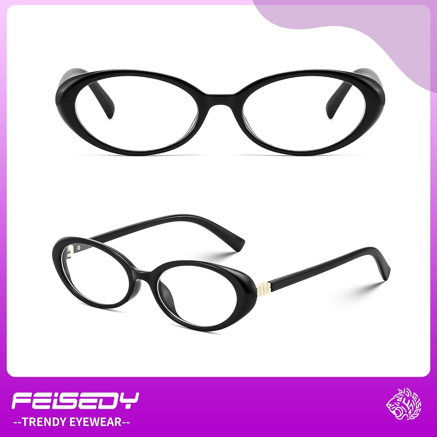商品图片 24 | B0F6MW26L2 | FEISEDY Oval Blue Light Glasses for Woman Vintage Small Face Lightweight Eyeglasses Retro Nerd Y2K Frame B0290