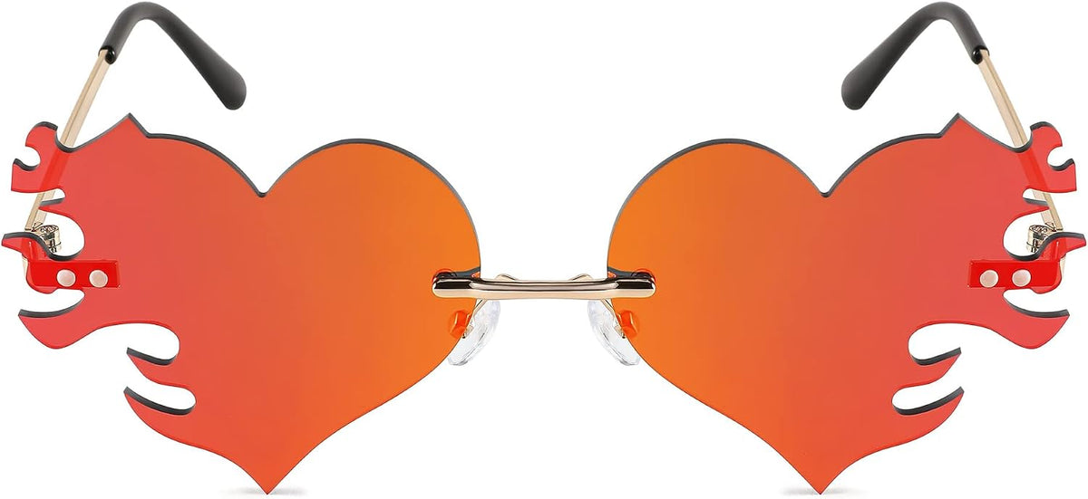ÉÌƷͼƬ 16 | B0D9428ZX6 | FEISEDY Melting Flame Heart Sunglasses For Women Men Trendy Rimless Fire Shaped Party Glasses B2366