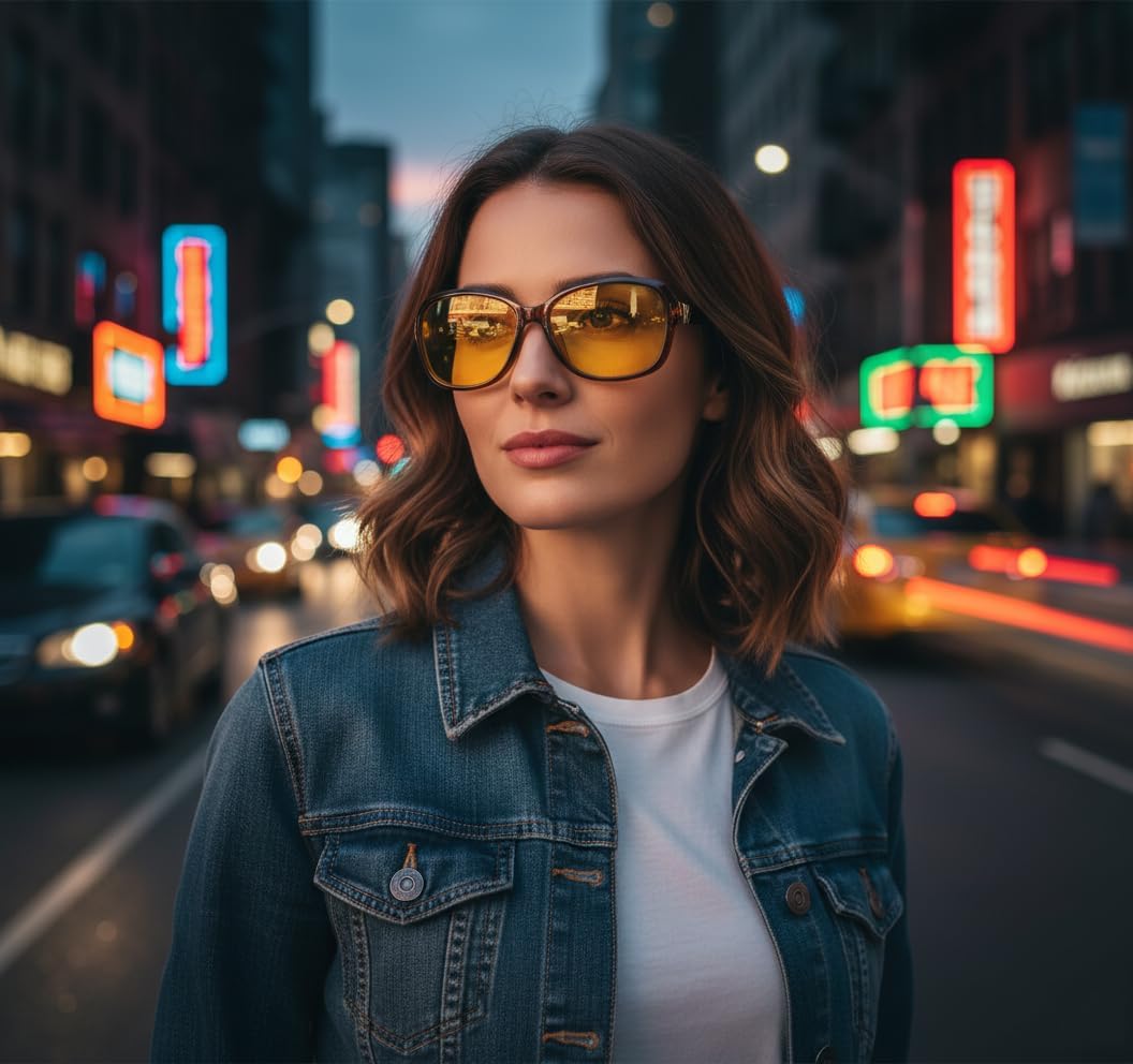 商品图片 9 | B081YY5RM3 | FEISEDY Classic Womens Night Glasses Driving Anti Glare Wrap Around Yellow Sunglasses B2548