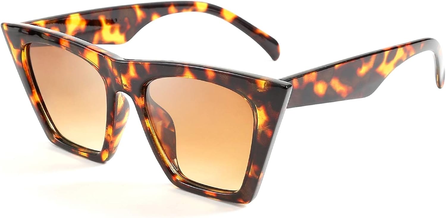 Leopard / 52 Millimeters | B07N5JCQX3 | FEISEDY Vintage Square Cat Eye Sunglasses Women Trendy Cateye Sunglasses B2473