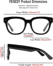 商品图片 5 | B08MFD4QG6 | FEISEDY Retro Square Anti Blue Light Blocking Glasses Women Thick Oversized Computer Eyeglasses Double Metal Studs B2689