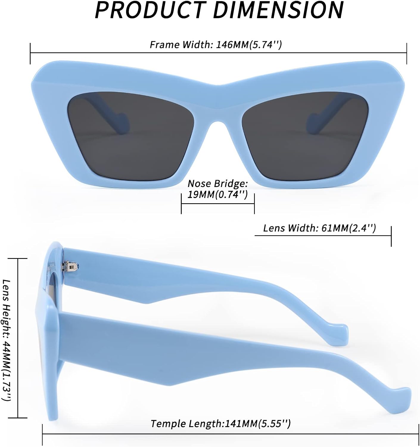 商品图片 38 | B09TFBWQ5G | FEISEDY Retro Square Cat Eye Sunglasses Jelly Colored Women Men 90s B2902