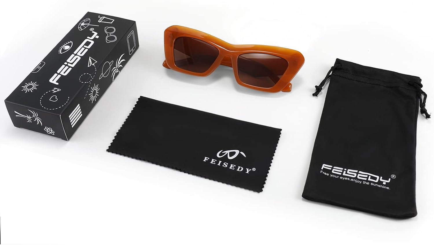 商品图片 16 | B09TFBWQ5G | FEISEDY Retro Square Cat Eye Sunglasses Jelly Colored Women Men 90s B2902