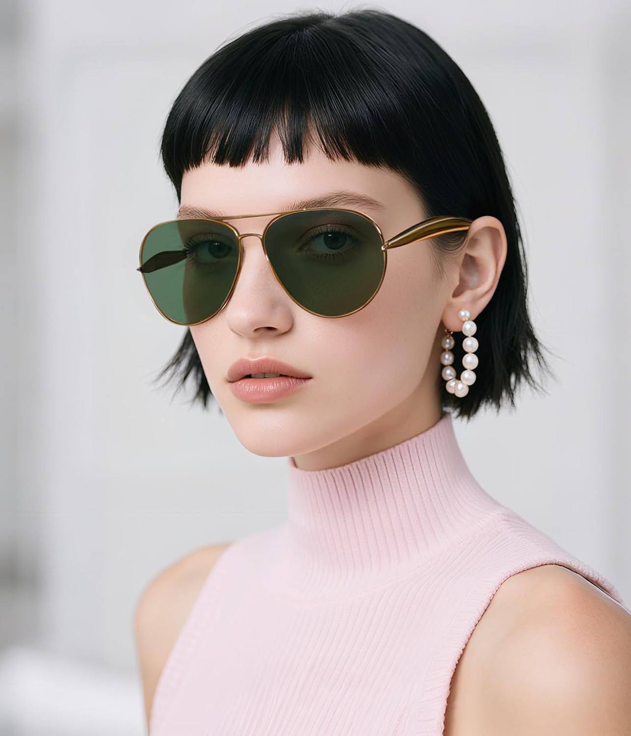 商品图片 9 | B0FKML2SSC | FEISEDY Oversized Aviator Sunglasses Women Men - Retro Gold Metal Chunky Frame, UV400 for Driving & Daily Wear B0311