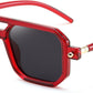 024 Wine Red Frame & Grey Lens / 52 Millimeters | B0DF28TXNT | FEISEDY Vintage Square 70s Flat Aviator Sunglasses Women Men Classic Retro Stylish Frame UV400 Sunglasses B2622