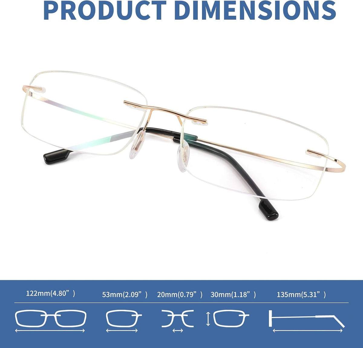ÉÌƷͼƬ 18 | B08LNLRPLD | FEISEDY Lightweight Rimless Titanium Stainless Steel Anti-Blue Light Reading Glasses B2686