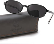 Black Frame + Grey Lens / 52 Millimeters | B0GY44LNSR | FEISEDY Retro Polarized Oval Sunglasses Women Men UV400 Protection B0447