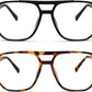 2pack Black+leopard / 54 Millimeters | B0DZH6CTLM | FEISEDY Blue Light Glasses for Women Men Oversized Pilot Lightweight B2866