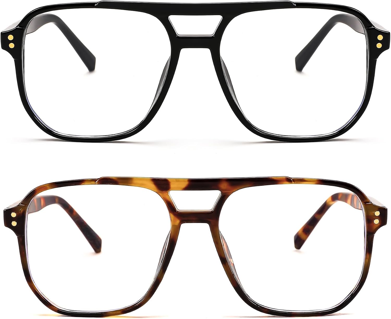 2pack Black+leopard / 54 Millimeters | B0DZH6CTLM | FEISEDY Blue Light Glasses for Women Men Oversized Pilot Lightweight B2866